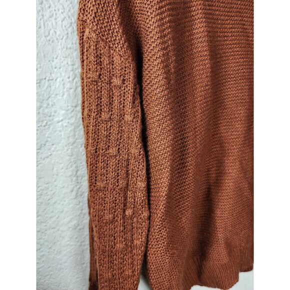 Emery Rose Womens S Orange Knit Long Sleeve Crew Neck Button Back Sweater - Picture 2 of 6